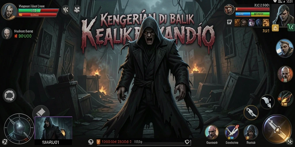 Tangkapan layar menampilkan karakter utama di area gelap yang angker.