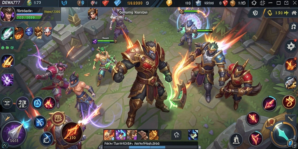 Tampilan menakjubkan dari gameplay DEWA777 dalam suasana MOBA yang mendebarkan.