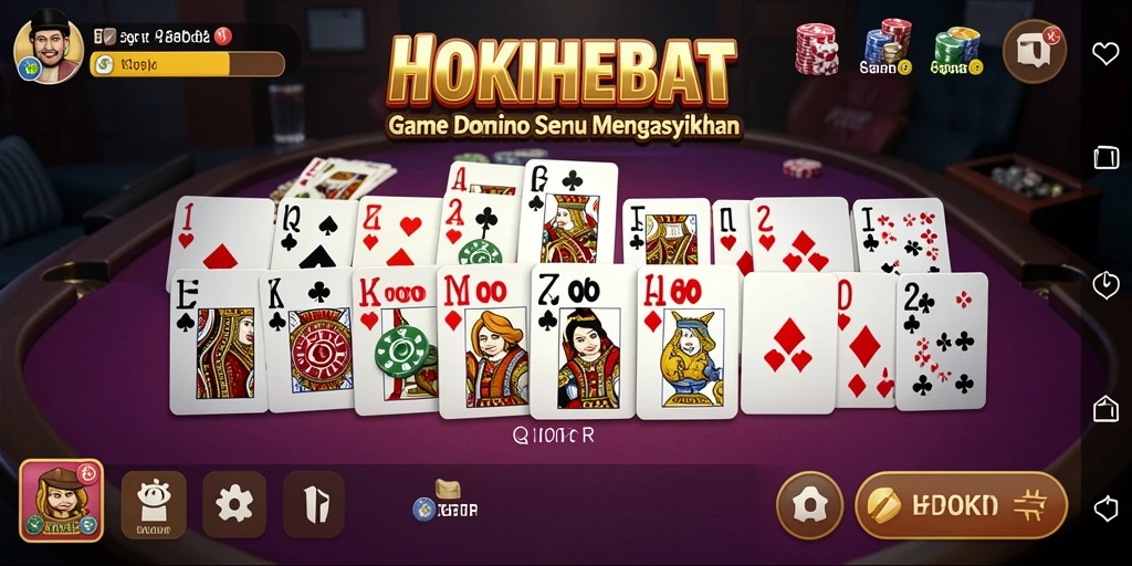 Gameplay seru dan interaktif dari HOKIHEBAT yang menampilkan aksi permainan Domino.