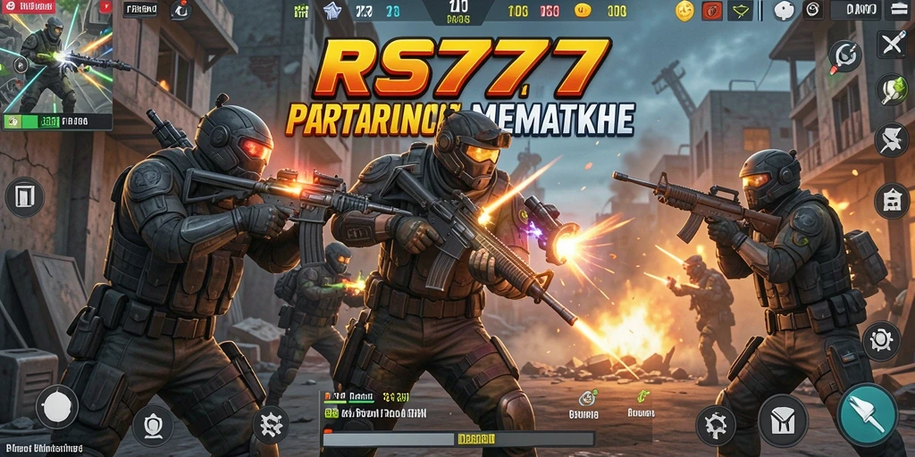 Tangkapan layar RS777 menampilkan aksi intens dalam gameplay Battle Royale.